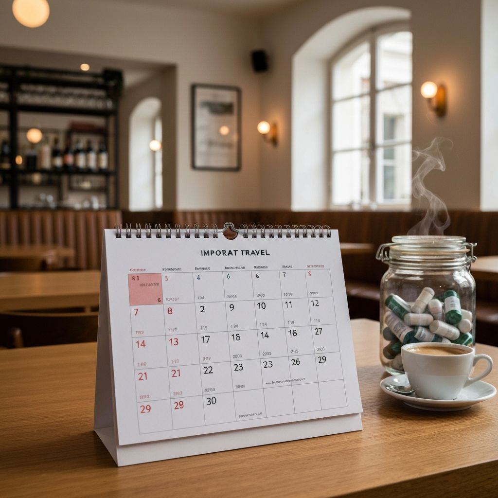 Kalenderseite mit Kaffeetasse und Supplement-Glas