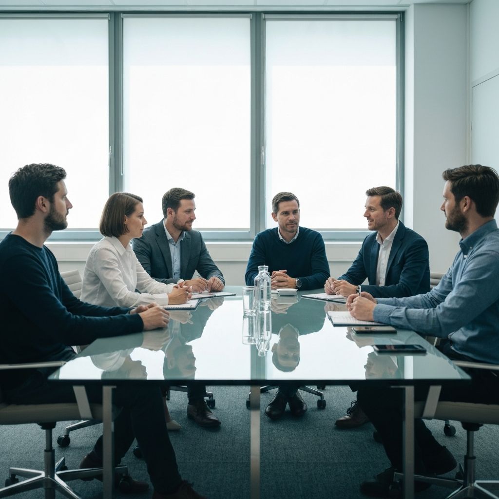 Team im Besprechungsraum während einer Informationssitzung